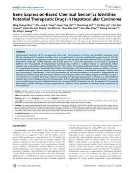 Gene Expression-Based Chemical Genomics Identifies Potential Therapeutic Drugs in Hepatocellular Carcinoma