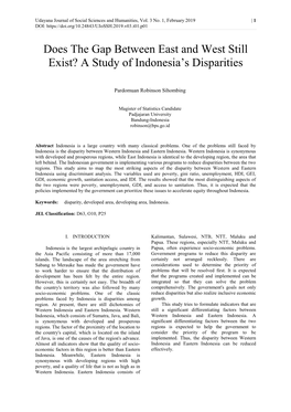Does the Gap Between East and West Still Exist? a Study of Indonesia's Disparities