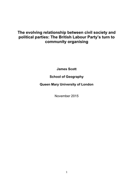 The Evolving Relationship Between Civil Society and Political Parties: the British Labour Party’S Turn to Community Organising