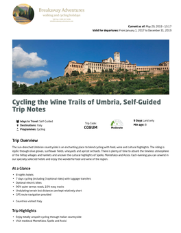 Cycling the Wine Trails of Umbria, Self-Guided Trip Notes