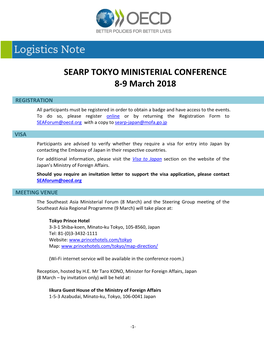 SEARP TOKYO MINISTERIAL CONFERENCE 8-9 March 2018