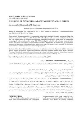 A Synopsis of Zannichellia L. (Potamogetonaceae) in Iran
