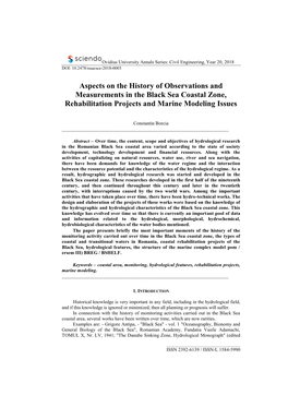 Aspects on the History of Observations and Measurements in the Black Sea Coastal Zone, Rehabilitation Projects and Marine Modeling Issues