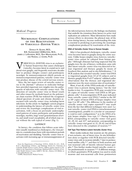 Neurologic Complications of the Reactivation of Varicella–Zoster Virus