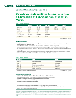 Q1 2015 Downtown Manhattan Office Leasing: CBRE Group