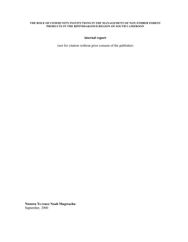 The Role of Community Institutions in the Management of Non-Timber Forest Products in the Bipindi-Akom Ii Region of South Cameroon