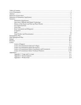 Table of Contents