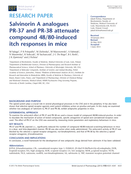 Salvinorin a Analogues PR37 and PR38 Attenuate Compound 48