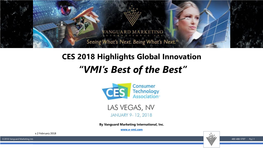 CES 2018 Highlights Global Innovation “VMI's Best of the Best”