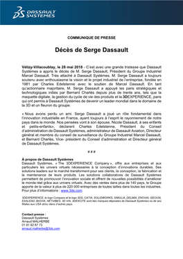 Décès De Serge Dassault