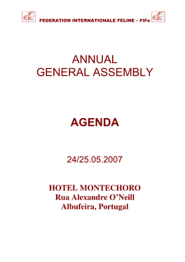 Annual General Assembly Agenda