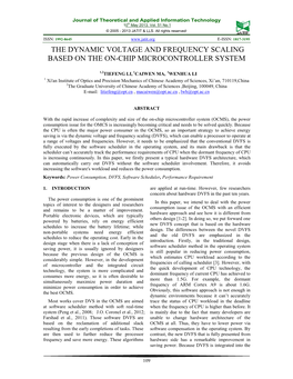 The Dynamic Voltage and Frequency Scaling Based on the On-Chip Microcontroller System