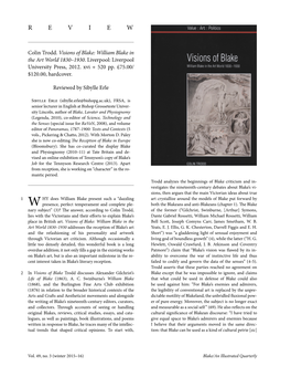 Review: Colin Trodd, Visions of Blake: William Blake in the Art