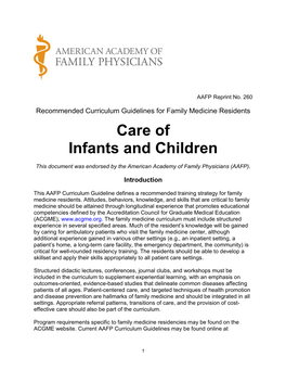 Care of Infants and Children