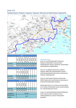 Linja 111 Teekkarikylä–Pohjois-Tapiola–Tapiola