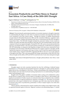 Ecosystem Productivity and Water Stress in Tropical East Africa: a Case Study of the 2010–2011 Drought
