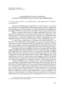 Il Municipio Xi (Già Xv) Di Roma. Il Sitar a Supporto Della Tutela Del Territorio