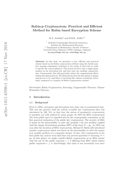 Rabin-$ P $ Cryptosystem: Practical and Efficient Method for Rabin