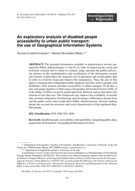 An Exploratory Analysis of Disabled People Accessibility to Urban Public Transport: the Use of Geographical Information Systems