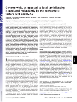 Genome-Wide, As Opposed to Local, Antisilencing Is Mediated Redundantly by the Euchromatic Factors Set1 and H2A.Z