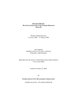 31 March 2003 Usaid Award No. 170-A-00-01-00103-00