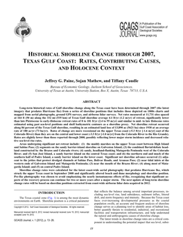 Historical Shoreline Change Through Texas Gulf