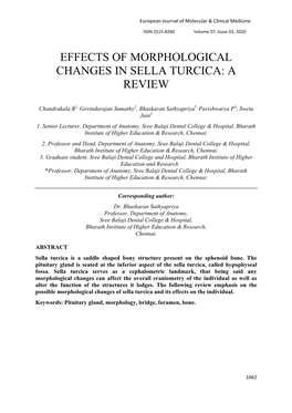 Effects of Morphological Changes in Sella Turcica: a Review