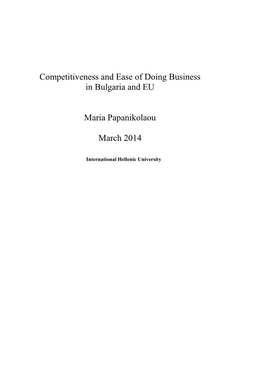 Competitiveness and Ease of Doing Business in Bulgaria and EU Maria