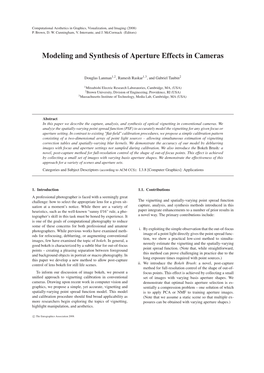 Modeling and Synthesis of Aperture Effects in Cameras