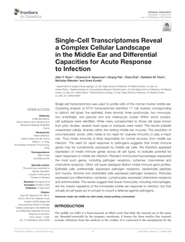 Single-Cell Transcriptomes Reveal a Complex Cellular Landscape in the Middle Ear and Differential Capacities for Acute Response to Infection