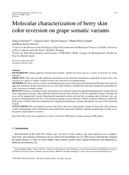 Molecular Characterization of Berry Skin Color Reversion on Grape Somatic Variants