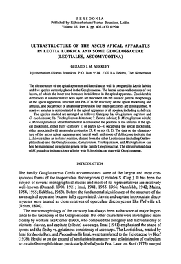 The Family Geoglossaceae Spicuous Inoperculate Discomycetes