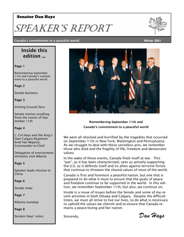 Speaker's Report