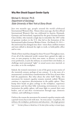 Why Men Should Support Gender Equity Michael S. Kimmel, Ph.D