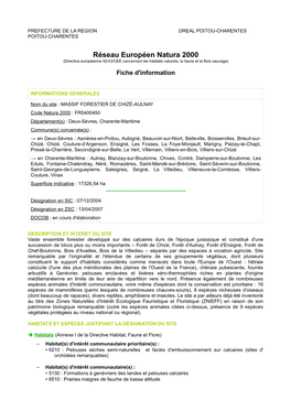 Réseau Européen Natura 2000 (Directive Européenne 92/43/CEE Concernant Les Habitats Naturels, La Faune Et La Flore Sauvage)