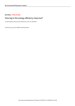 How Big Is the Energy Efficiency Resource?