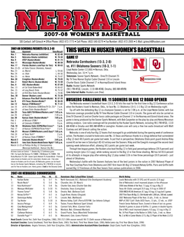 This Week in Husker Women's Basketball