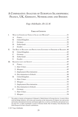 A Comparative Analysis of European Islamophobia: France, UK, Germany, Netherlands and Sweden