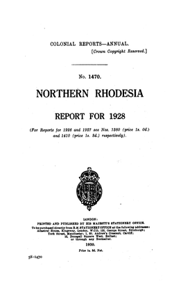 Annual Report of the Colonies, Northern Rhodesia, 1928