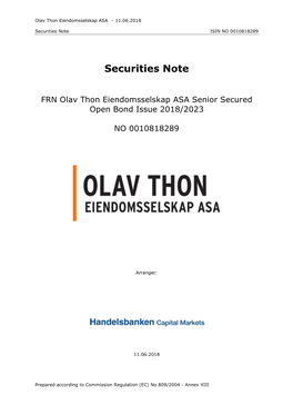 Securities Note ISIN NO 0010818289