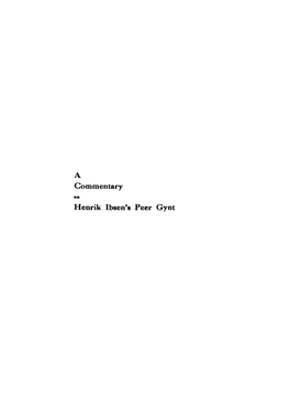 Commentary Henrik Ibsen's Peer Gynt