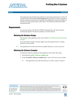 Profiling Nios II Systems