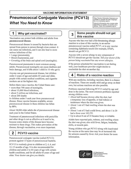 Pneumococcal Vaccine Called PCV7, Or to Any Vaccine Spread from Person to Person Through Close Contact