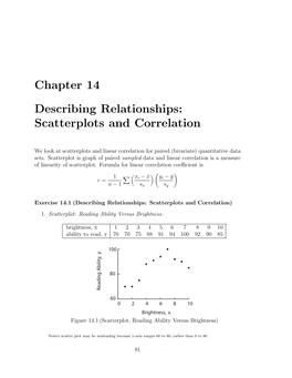 Chapter 14 Describing Relationships: Scatterplots and Correlation