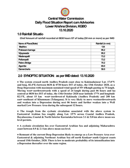 Central Water Commission Daily Flood Situation Report Cum