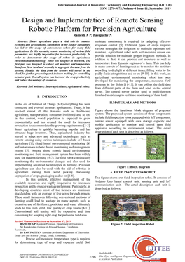 Design and Implementation of Remote Sensing Robotic Platform for Precision Agriculture Ramesh a P, Pasupathy N