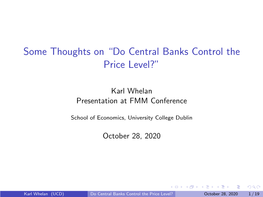 Do Central Banks Control the Price Level?”