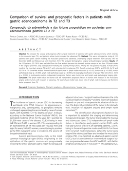 Comparison of Survival and Prognostic Factors in Patients with Gastric Adenocarcinoma in T2 and T3 Original Article377