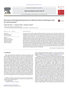 Discussion of Fundamental Processes in Dielectric Barrier Discharges Used for Soft Ionization☆