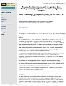 The Use of Multiple Hierarchically Independent Gene Ontology Terms in Gene Function Prediction and Genome Annotation